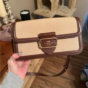Coach Beige and Dark Brown Shoulder Bag